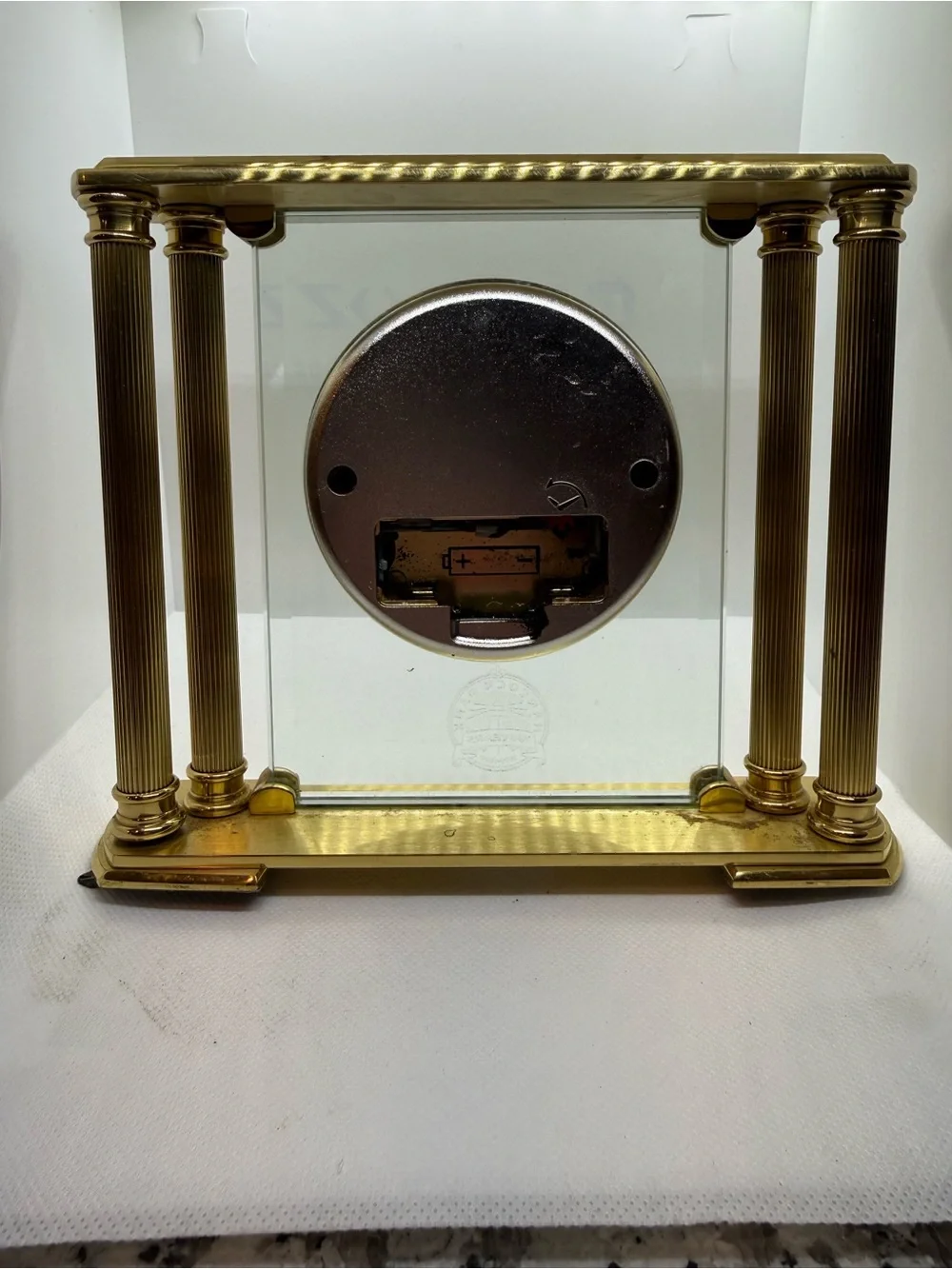 Howard Miller Gold Glass Mantel Clock - Classic Roman Dial